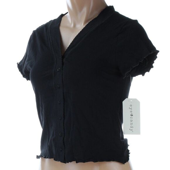 cropped button up top Juniors Medium by Eye Candy NWT - Picture 3 of 9